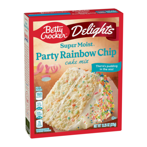 Betty Crocker Delights Super Moist Rainbow Party Chip Cake Mix - 13.25oz (375g)