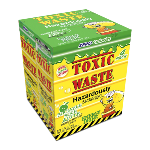 Toxic Waste Sociable Sour Apple Energy Drink - 4 Pack