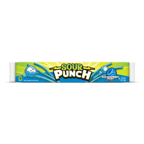 Sour Punch Blue Raspberry Candy Straws - 2oz (57g)