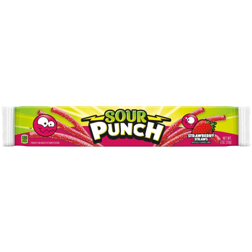Sour Punch Strawberry Candy Straws - 2oz (57g)