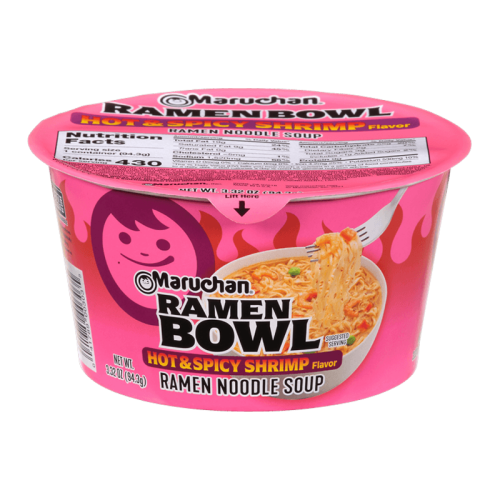 Maruchan - Spicy Shrimp Flavor - Ramen Noodles & Vegetables Bowl - 3.3oz (94g)