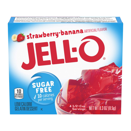 Jell-O - Strawberry & Banana Gelatin Dessert - Sugar Free - 0.3oz (8.5g)