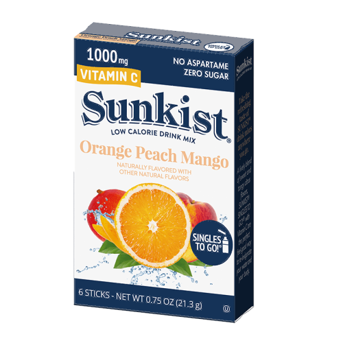 Sunkist Zero Sugar Singles To Go Orange Peach Mango - 0.75oz (21.3g)