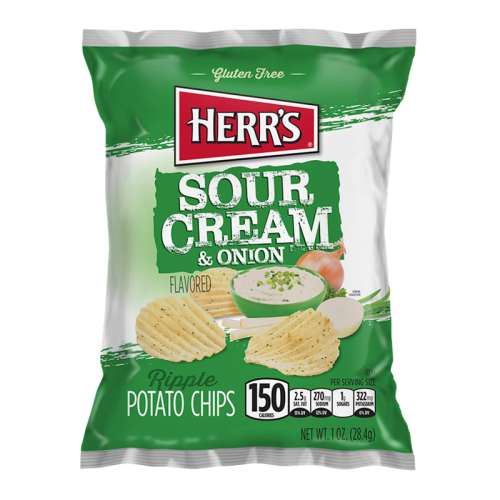 Herr's Sour Cream & Onion Ripples Potato Chips - 1oz (28.4g)