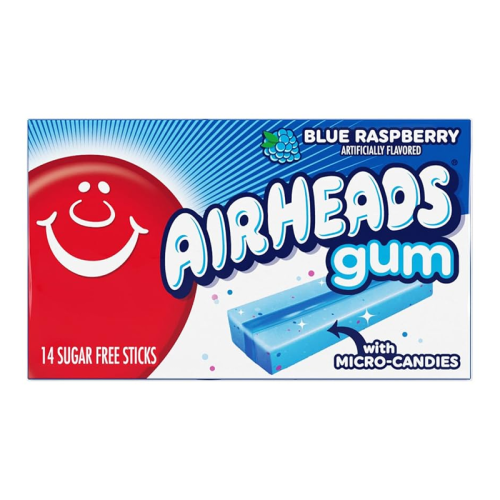 Airheads Sugar Free Gum with Micro Candies - Blue Raspberry - 14 Stick