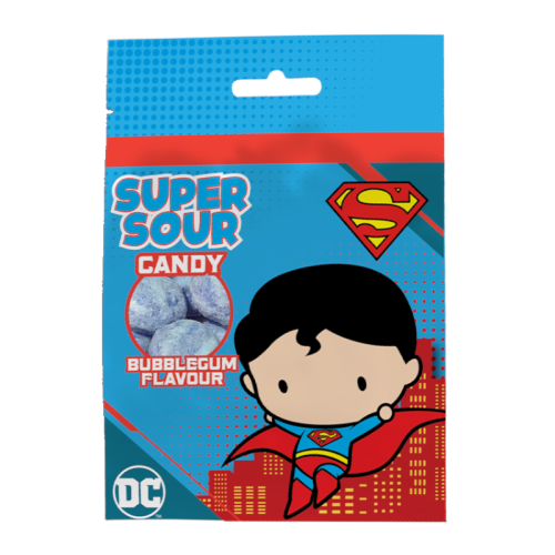 Superman Super Sour Bubble Gum Flavour Candy - 90g