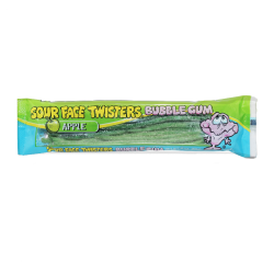 Face Twisters Sour Bubble Gum Straws Green Apple - 2oz (56g)
