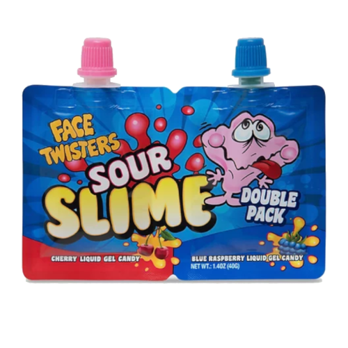 Face Twisters Sour Slime Double Pack Cherry/Blue Raspberry - 1.4oz (40g)