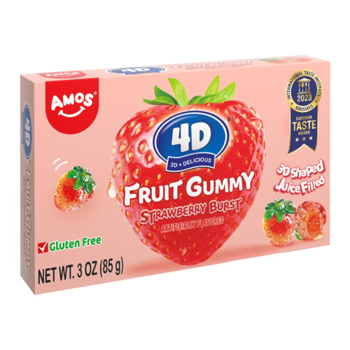 Amos 4d Fruit Gummy Strawberry Burst Theater Box - 3oz (85g)