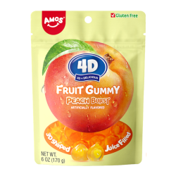 Amos 4D Fruit Gummy Peach Burst - 6oz (170g)
