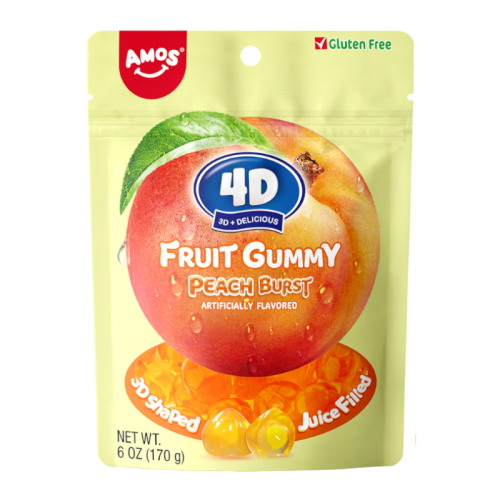 Amos 4D Fruit Gummy Peach Burst - 6oz (170g)