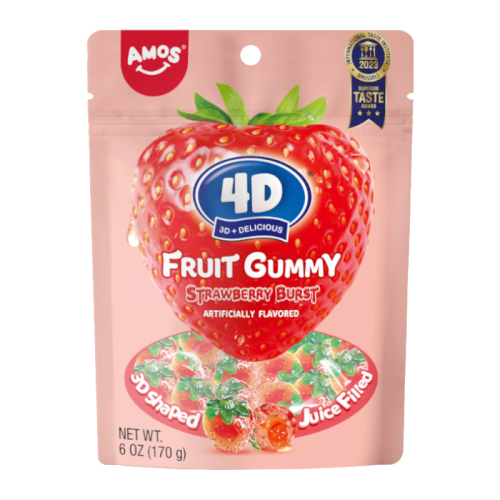 Amos 4D Fruit Gummy Strawberry Burst - 6oz (170g)