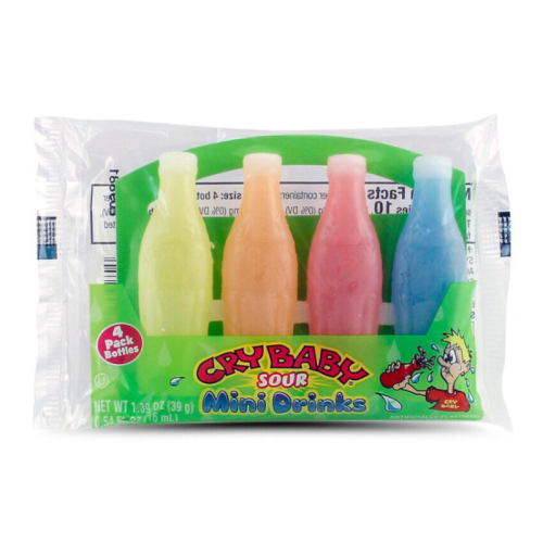 Cry Baby Sour Mini Drinks Wax Bottles 4 Pack - 1.36oz (39g)