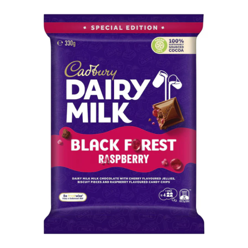 Cadbury Dairy Milk Black Forest Raspberry - 330g [Australian]