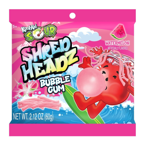 Kool-Aid SOUR Shred Headz Sour Watermelon Bubblegum - 2.12oz (60g)