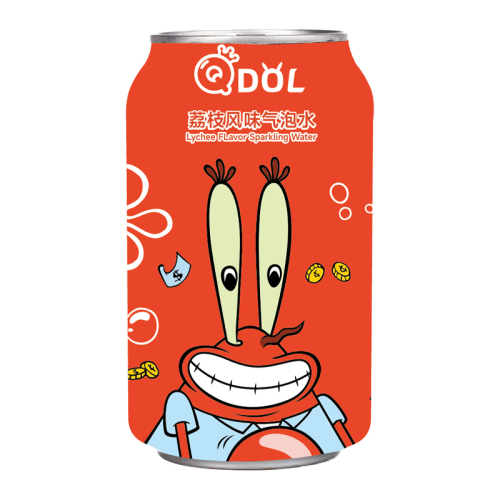 QDOL Spongebob Lychee Flavor Soda Water (Mr. Krabs) - 330ml