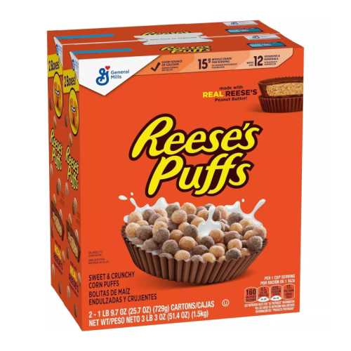 Reese's Puffs Peanut Butter Chocolate Cereal - GIANT SIZE - 51.4oz (1.5kg)