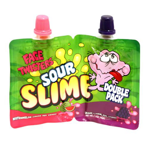 Face Twisters Sour Slime Double Pack Watermelon/Grape - 1.4oz (40g)